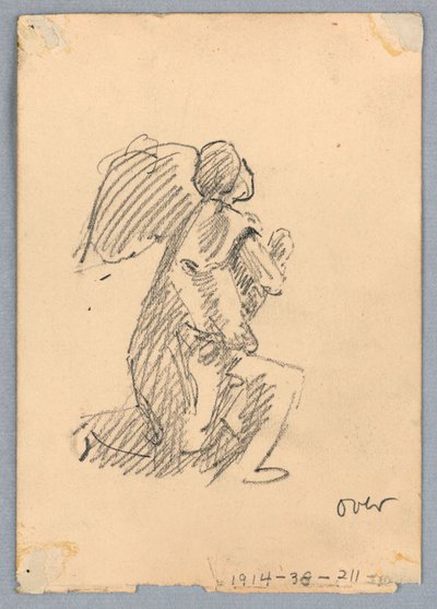 Skitse af knælende engel af Francis Augustus Lathrop