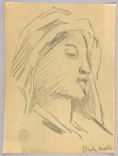 Skitse af kvindens hoved af Francis Augustus Lathrop