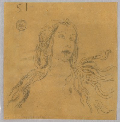 Skitse af kvindens hoved af Francis Augustus Lathrop