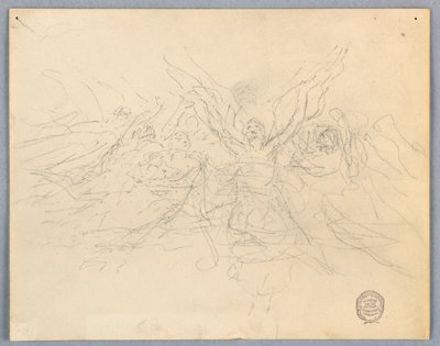 Skitse af tilbedende engle af Francis Augustus Lathrop