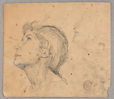 Skitse af et kvindehoved af Francis Augustus Lathrop