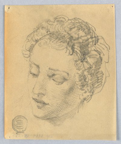 Skitse af en kvindes hoved af Francis Augustus Lathrop