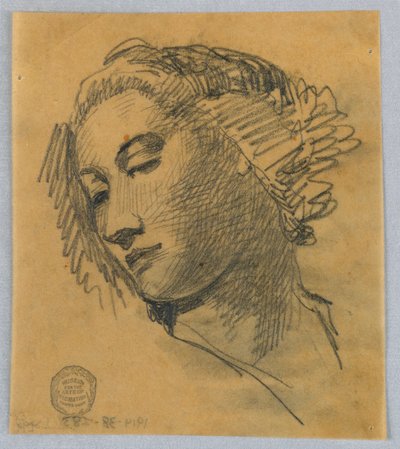 Skitse af et kvindehoved af Francis Augustus Lathrop