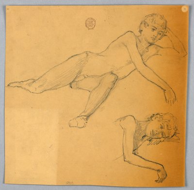 Studier af nøgen figur af Francis Augustus Lathrop