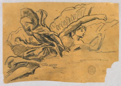 Studie af en engel med draperi af Francis Augustus Lathrop
