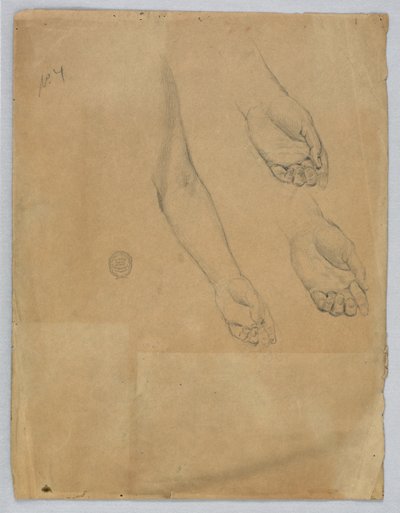Tre studier af en venstre hånd af Francis Augustus Lathrop