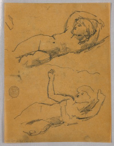To skitser af kvindelige nøgenbilleder af Francis Augustus Lathrop