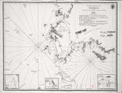Kort over forbjerget Boodroom med Karabaghla-øerne og nordspidsen af øen Kos ... af Francis Beaufort F.R.S. ... 1811 af Francis Beaufort