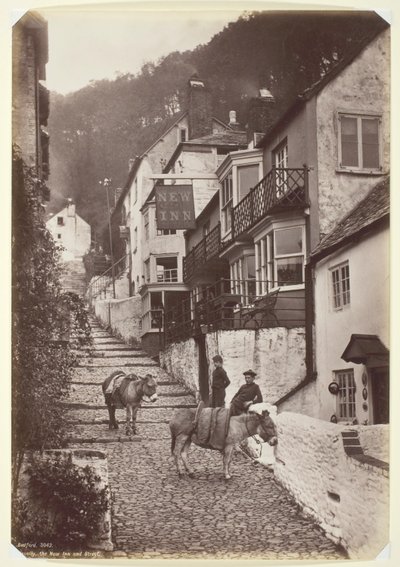 Clovelly, New Inn and Street af Francis Bedford