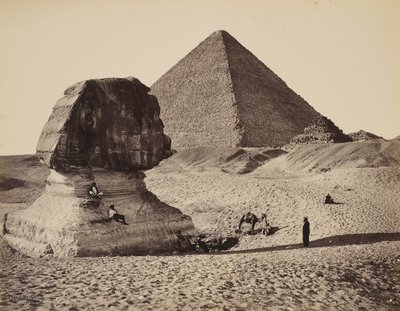 Sfinxen, den store pyramide og to mindre pyramider, Ghizeh, Egypten af Francis Bedford