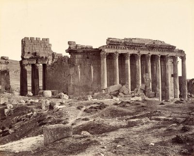 Jupiter-templet, set fra nordøst, Baalbek af Francis Bedford