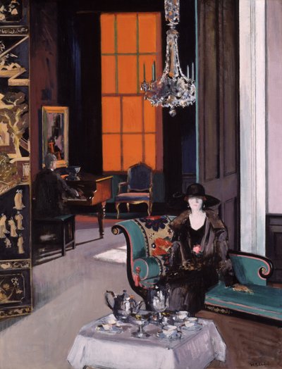 Interiør: The Orange Blind, ca. 1928 (olie på lærred) af Francis Campbell Boileau Cadell