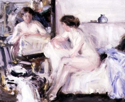 Nøgen siddende på en sofa (olie på lærred) af Francis Campbell Boileau Cadell