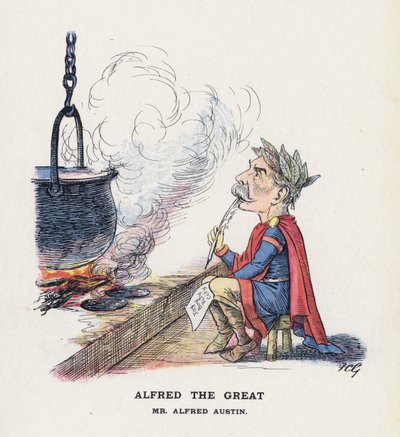 Alfred den Store, hr. Alfred Austin (farve litho) af Francis Carruthers Gould
