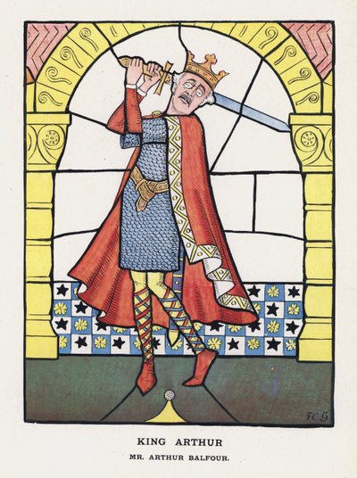 King Arthur, Mr Arthur Balfour (farve litho) af Francis Carruthers Gould