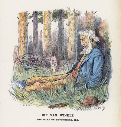 Rip Van Winkle, hertugen af Devonshire (farve litho) af Francis Carruthers Gould