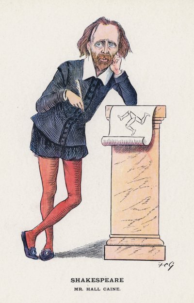 Shakespeare, Mr Hall Caine (farve litho) af Francis Carruthers Gould