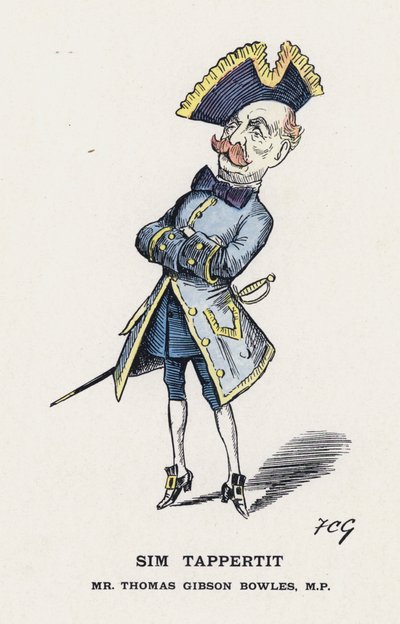 Sim Tappertit, Mr Thomas Gibson Bowles (farve litho) af Francis Carruthers Gould