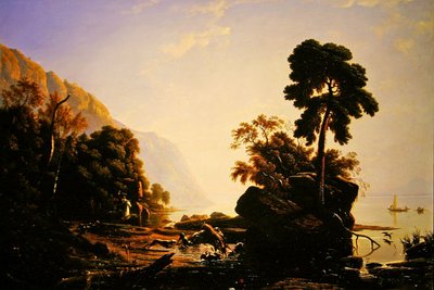 A Stag Hunt (olie på lærred) af Francis Danby