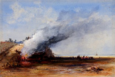 Afbrænding af en gammel båd, 1800-tallet. af Francis Danby