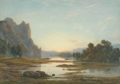 Solnedgang over et flodlandskab af Francis Danby
