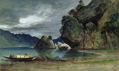 Stormen nærmer sig Liensfjord (akvarel på papir) af Francis Danby