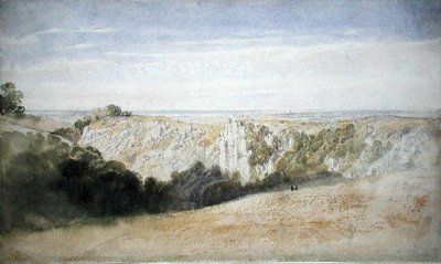 Udsigt nær Cheddar Gorge (akvarel på papir) af Francis Danby