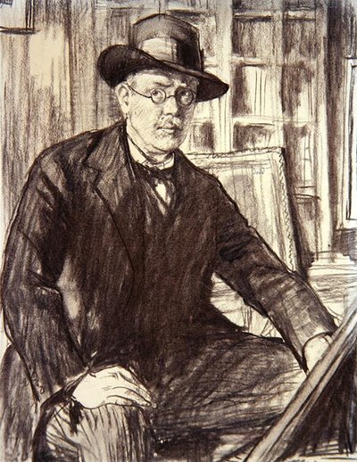 Selvportræt (kul på papir) af Francis Dodd