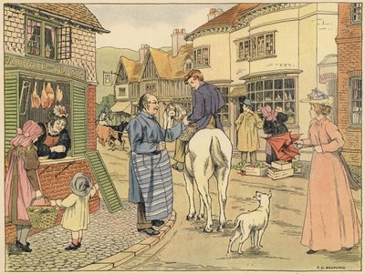 Bedfords bog om butikker: Slagter (farvelitografi) af Francis Donkin Bedford