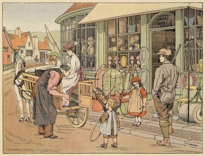 Bedfords bog om butikker: Ironmonger (farvelitografi) af Francis Donkin Bedford