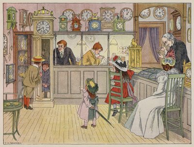 Bedfords bog om butikker: Urmager (farvelitografi) af Francis Donkin Bedford