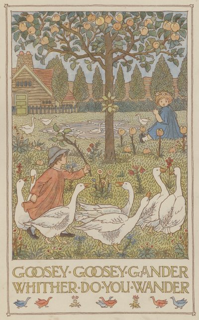 Goosey goosey gander whither do you wander (farvelitografi) af Francis Donkin Bedford