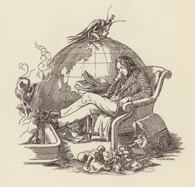 Illustration til The Cricket on the Hearth af Charles Dickens (farvelitografi) af Francis Donkin Bedford