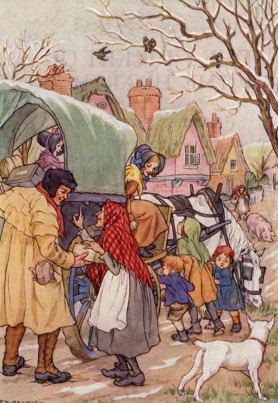 Illustration til The Cricket on the Hearth af Charles Dickens (farvelitografi) af Francis Donkin Bedford