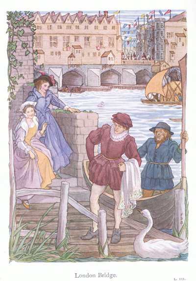 London Bridge (farvelitografi) af Francis Donkin Bedford