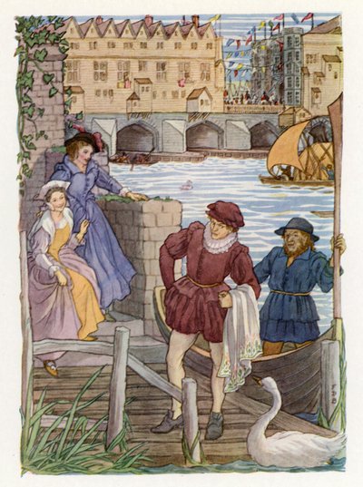 Det glade England: London Bridge (farvelitografi) af Francis Donkin Bedford