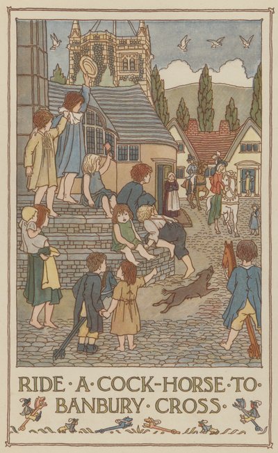 Rid på en hanehest til Banbury Cross (farvelitografi) af Francis Donkin Bedford