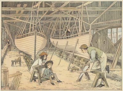 Skibsbygger (farvelitografi) af Francis Donkin Bedford