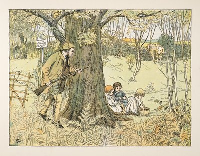 The Gamekeeper, fra Four and Twenty Toilers, pub. 1900 (farvelitografi) af Francis Donkin Bedford
