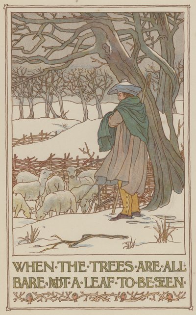 Når træerne er helt nøgne, er der ikke et blad at se (farvelitografi) af Francis Donkin Bedford