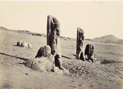 Kolosser og Sphynx ved Wady Saboua, 1857. af Francis Frith