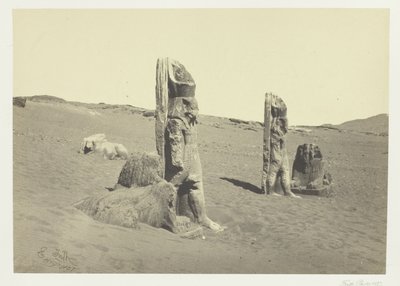 Kolosser og sphynx ved Wady Saboua, Nubien af Francis Frith
