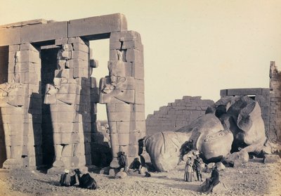 "Egypten og Palæstina": detalje af de osiriske pilastre i Ramesseum, Ramses II