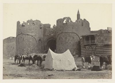 Udsigt over Bab al-Azab, porten til Kairo-citadellet Báb El-Azab-citadellet (titel på objektet) af Francis Frith