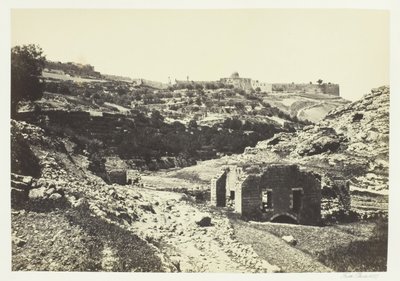 Jerusalem fra En-Rogels mur, 1857. af Francis Frith
