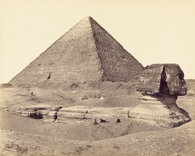 Den store pyramide og sfinksen af Francis Frith