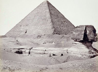 Den store pyramide, med sfinksen i forgrunden, El-Geezah af Francis Frith