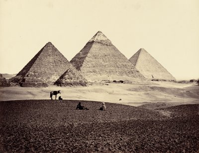 Pyramiderne i El-Geezeh, set fra sydvest, 1858 (foto) af Francis Frith