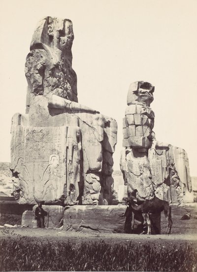 Statuerne af Memnon. Thebensletten, 1857. af Francis Frith