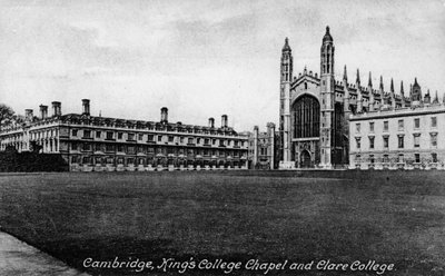 Kings College Chapel og Clare College, Cambridge, Cambridgeshire, slutningen af det 19. århundrede. af Frith and Co